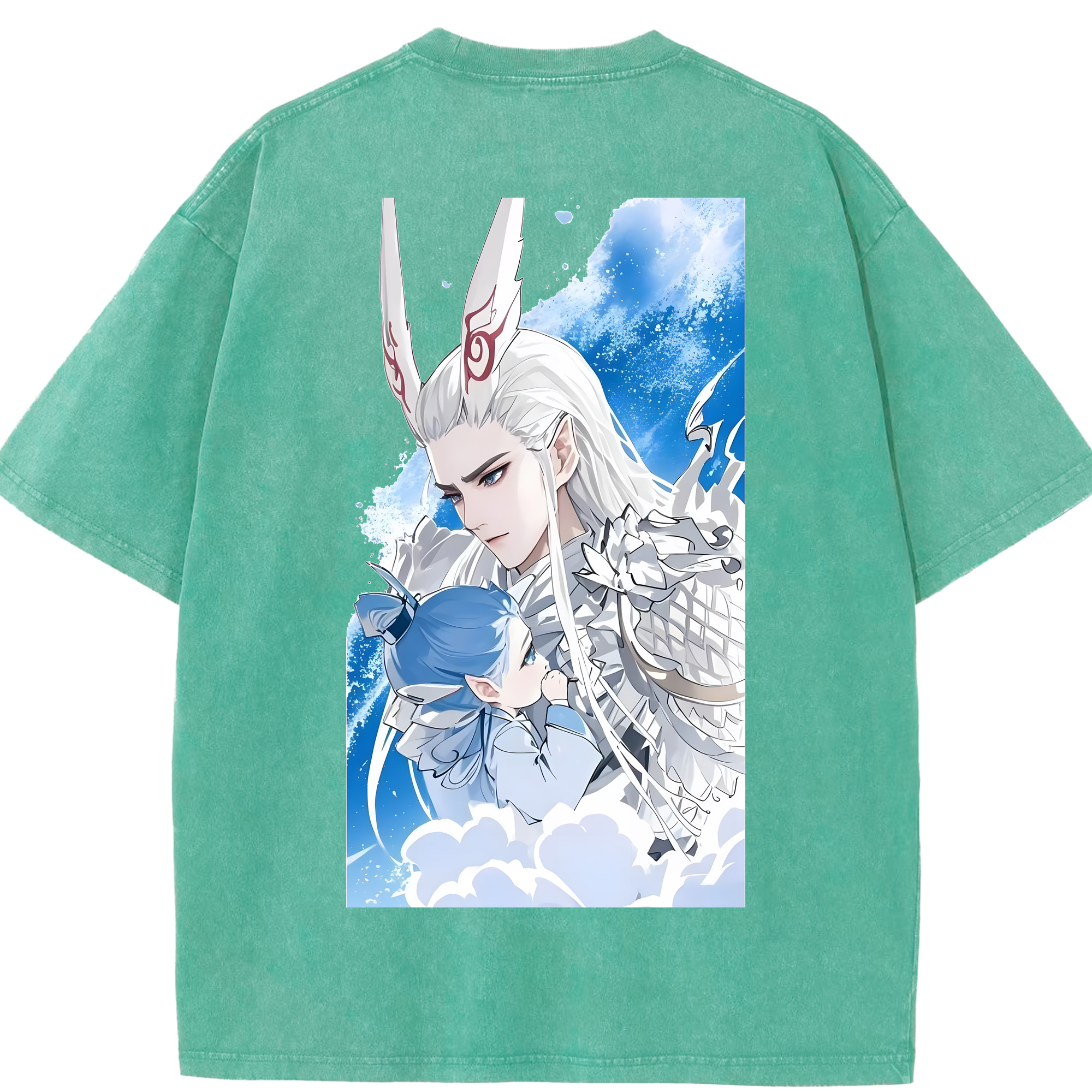 （画像用） Ne Zha 2 ナタ 魔童の大暴れ 綿100% ヴィンテージ風 半袖Tシャツ（背面プリント）